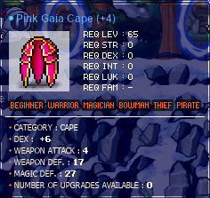 New 4 WATK, 6 DEX Pink Gaia Cape