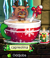 capreolina sitting in the Holiday Latte Chair
