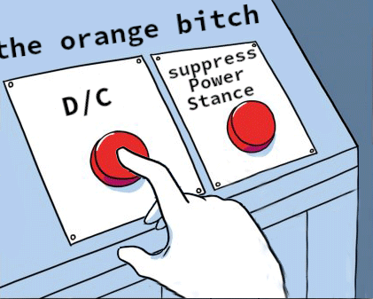 Kimmy pressing the “d/c the orange bitch” button on her control panel