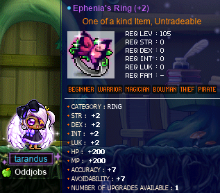 tara hits (+2) on her Ephenia’s Ring!