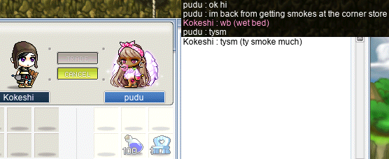 pudu trading 100 Blue Potions & a Sky-blue Wooden Chair to Kokeshi