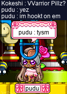 Kokeshi gifts some Warrior Pills to pudu