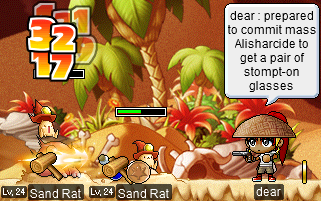 Dizz & dear farming Sand Rats (dear: prepared to commit mass Alisharcide to get a pair of stompt-on glasses)