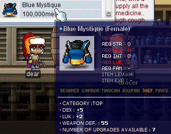Selling the Blue Mystique for 100k⁢ mesos