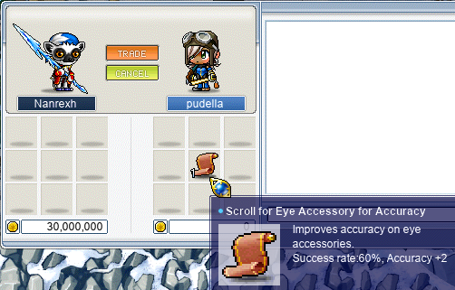 Selling an Eye Accessory WAcc 60% to Nanrexh for 30 million mesos