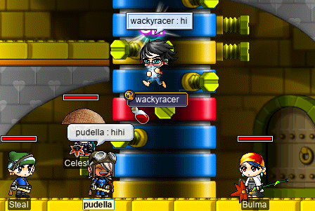 wackyracer appears floating in the middle of the 101st floor (wackyracer: hi / pudella: hihi)