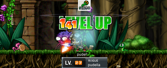 pudella hits level 27 @ Damp Forest after collecting 14508 Jr. Necki Skins