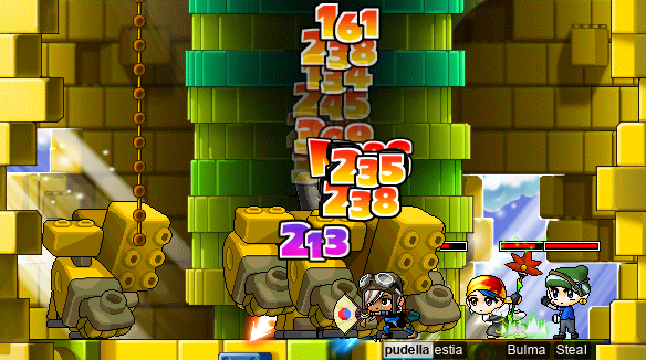 pudella, Celestia, Bulma, & SteaI vs. the Block Golems & Rombad @ stage 7