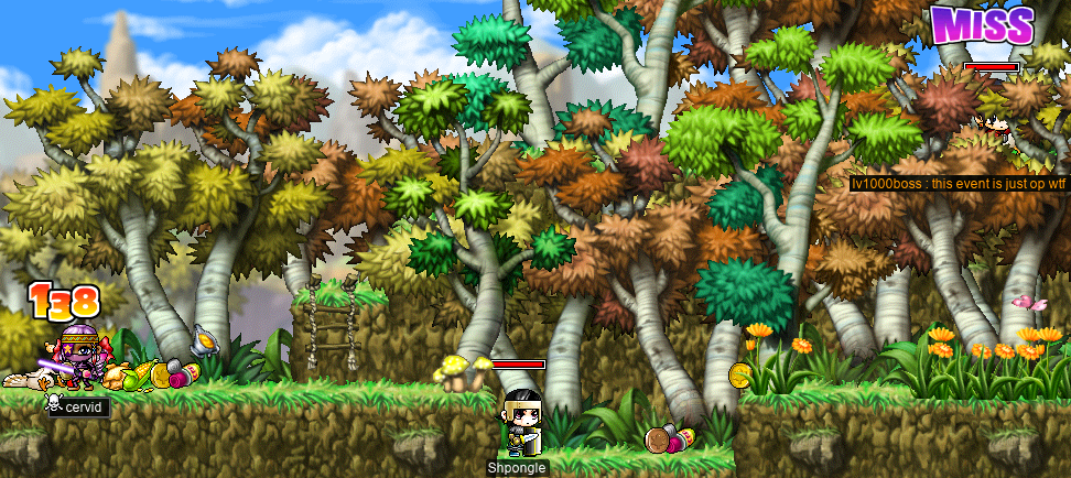 Shpongle, cervid, & lv1000boss farming Turkeys @ The Rain-Forest East of Henesys (lv1000boss: this event is just op wtf)